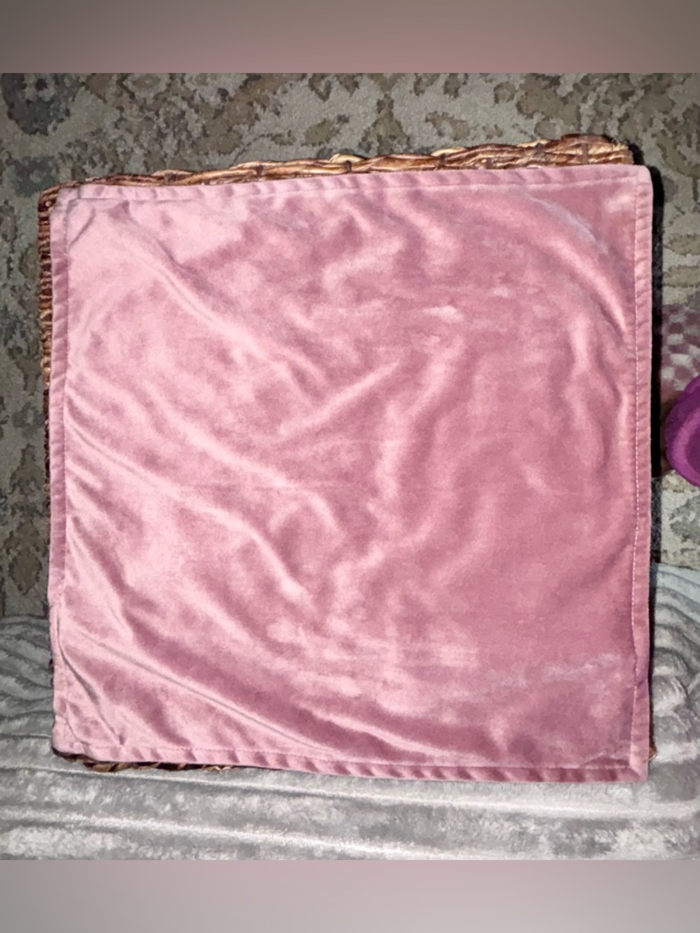 Pink Velvet Solid Pillow Cover - EUC